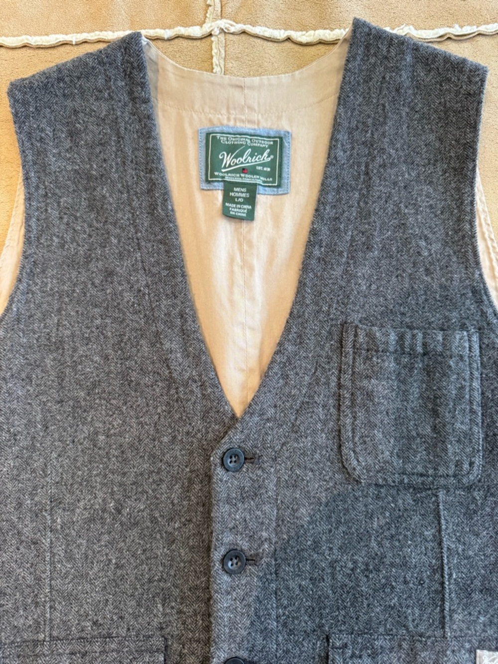 Moving Salef - Woolrich - Gray Herringbone Wool Vest